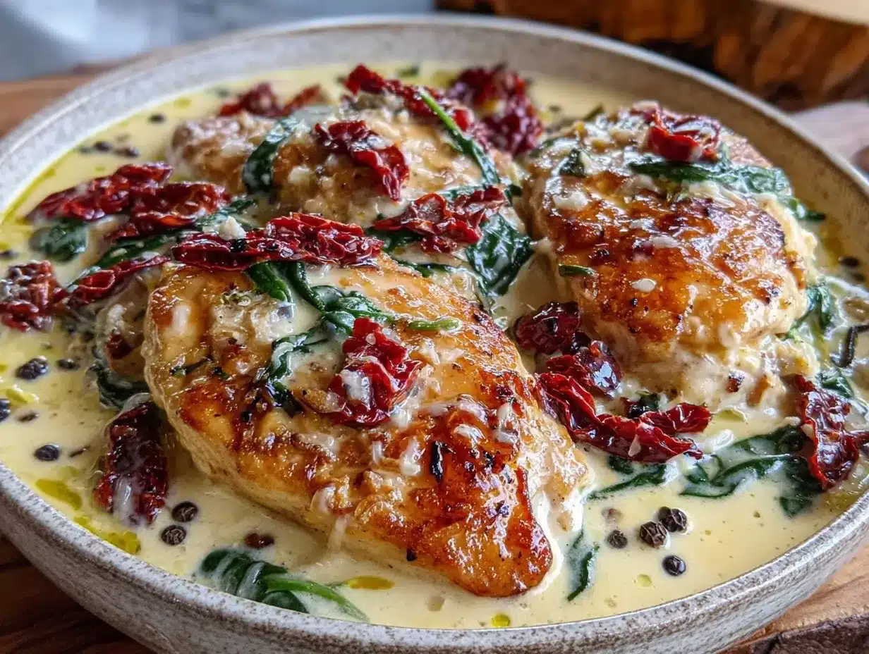 creamy one-pot tuscan chicken preparation steps