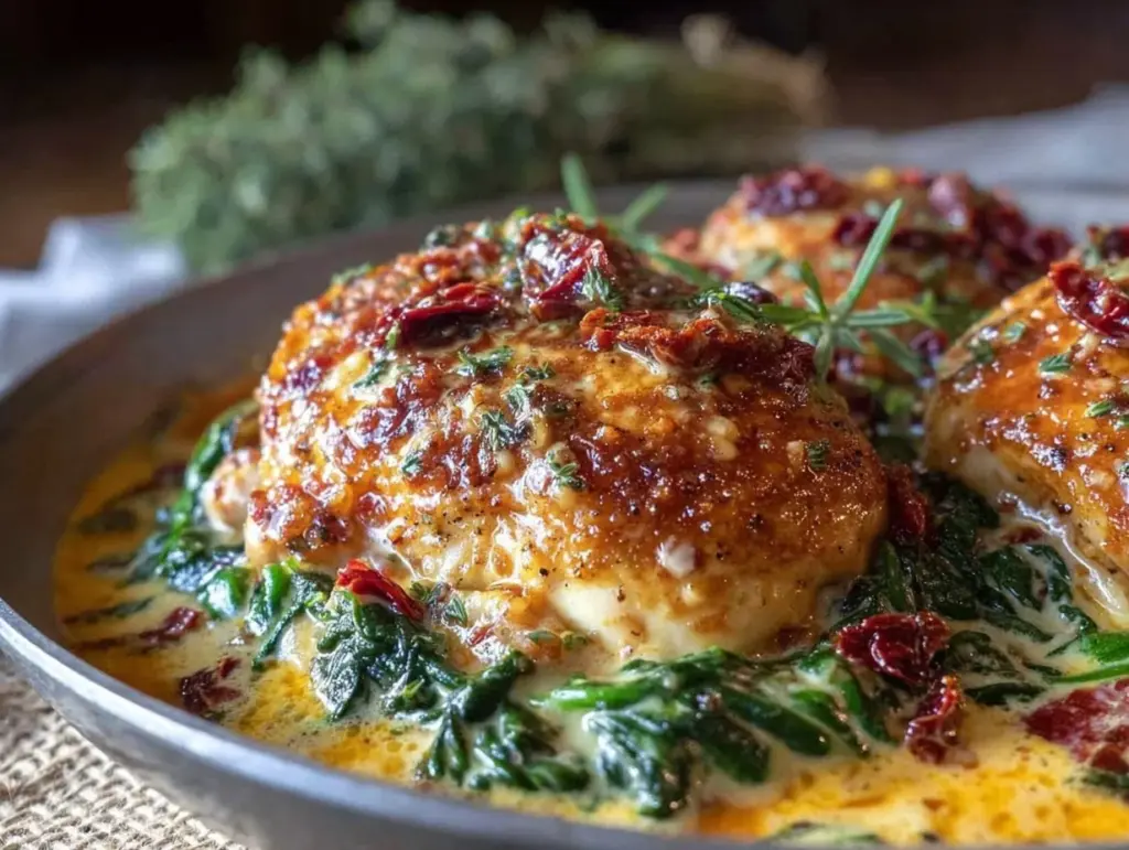 creamy one-pot tuscan chicken with spinach - featured image