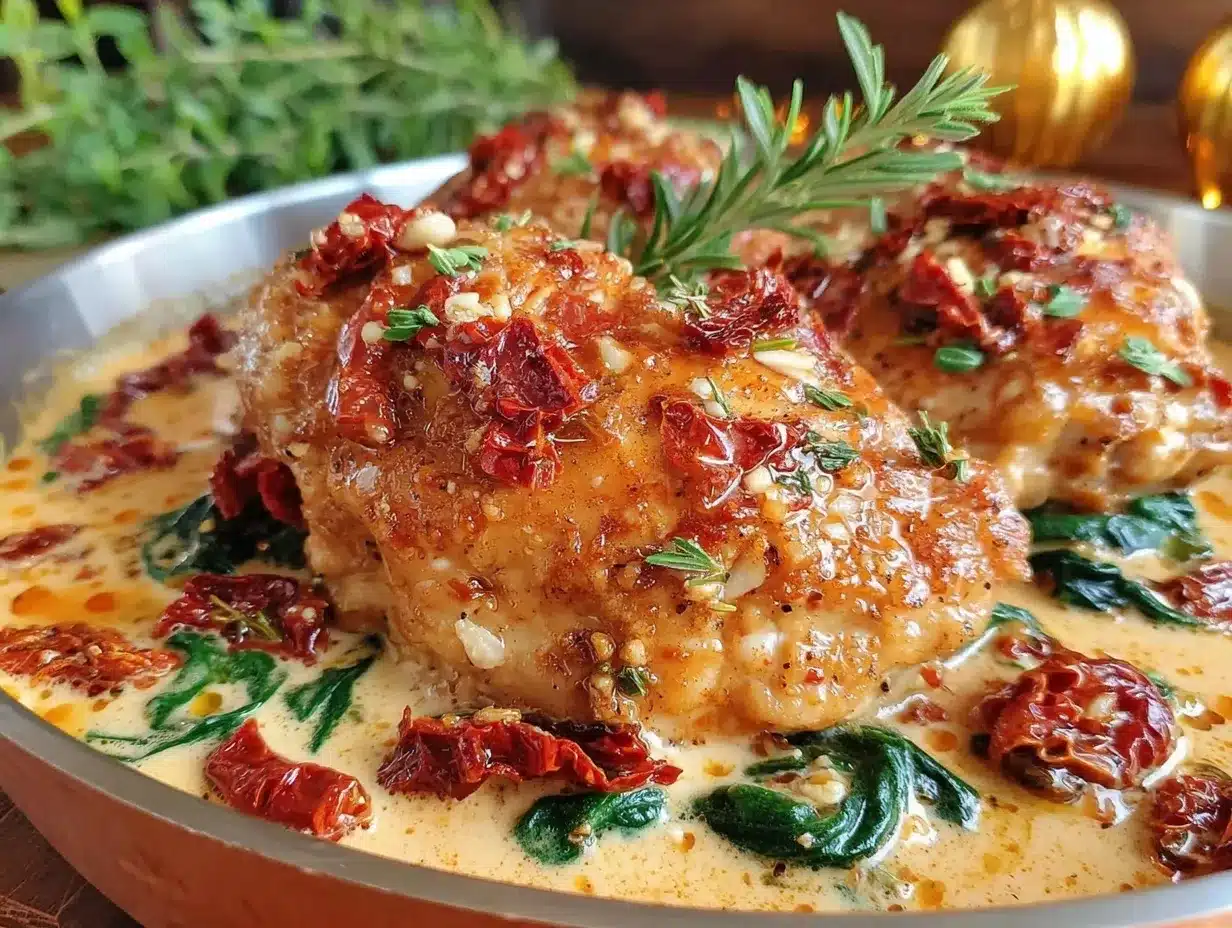 creamy one-pot tuscan chicken with spinach preparation steps