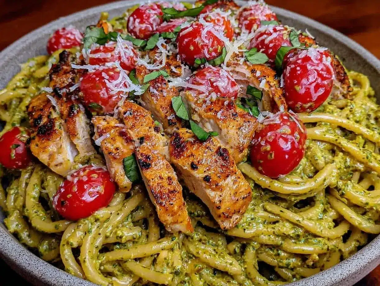 creamy pesto chicken pasta preparation steps