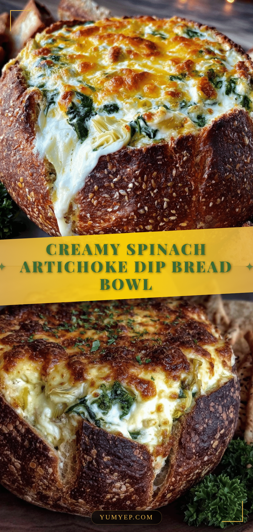 creamy spinach artichoke dip bread bowl recipe