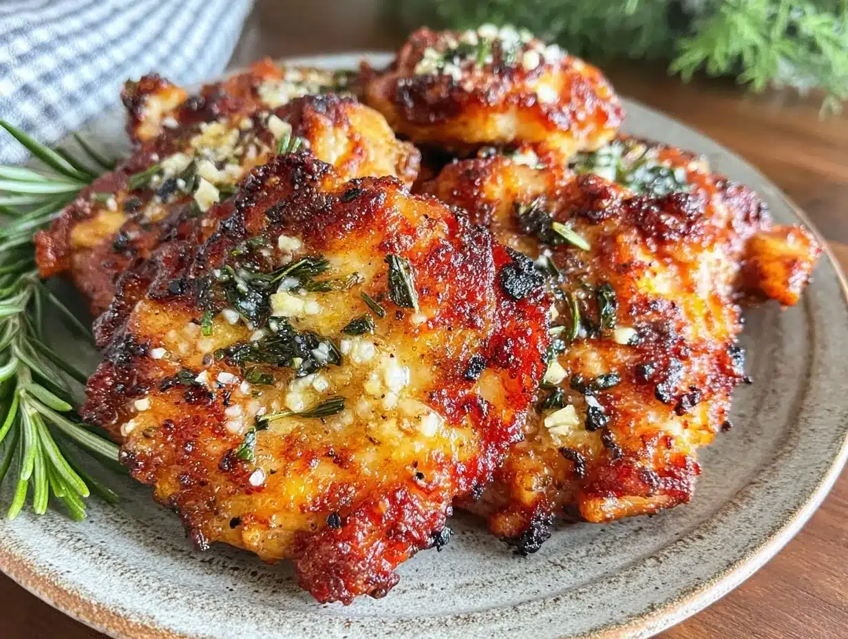 crispy air fryer chicken thighs garlic preparation steps