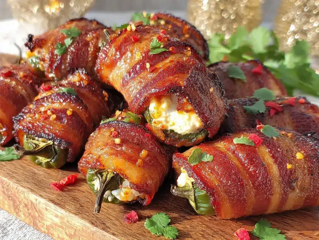 crispy bacon wrapped jalapeño poppers - featured image