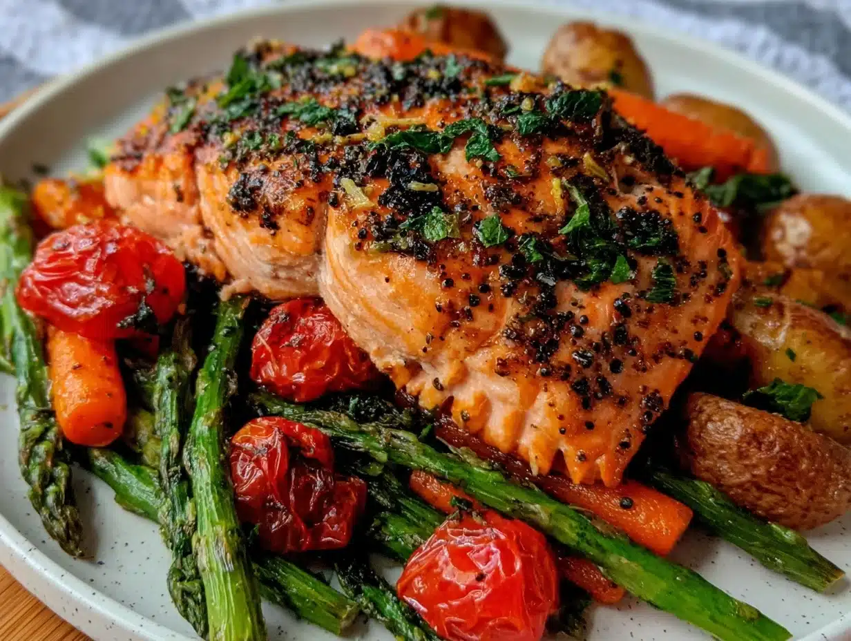 crispy baked lemon-pepper salmon - featured image