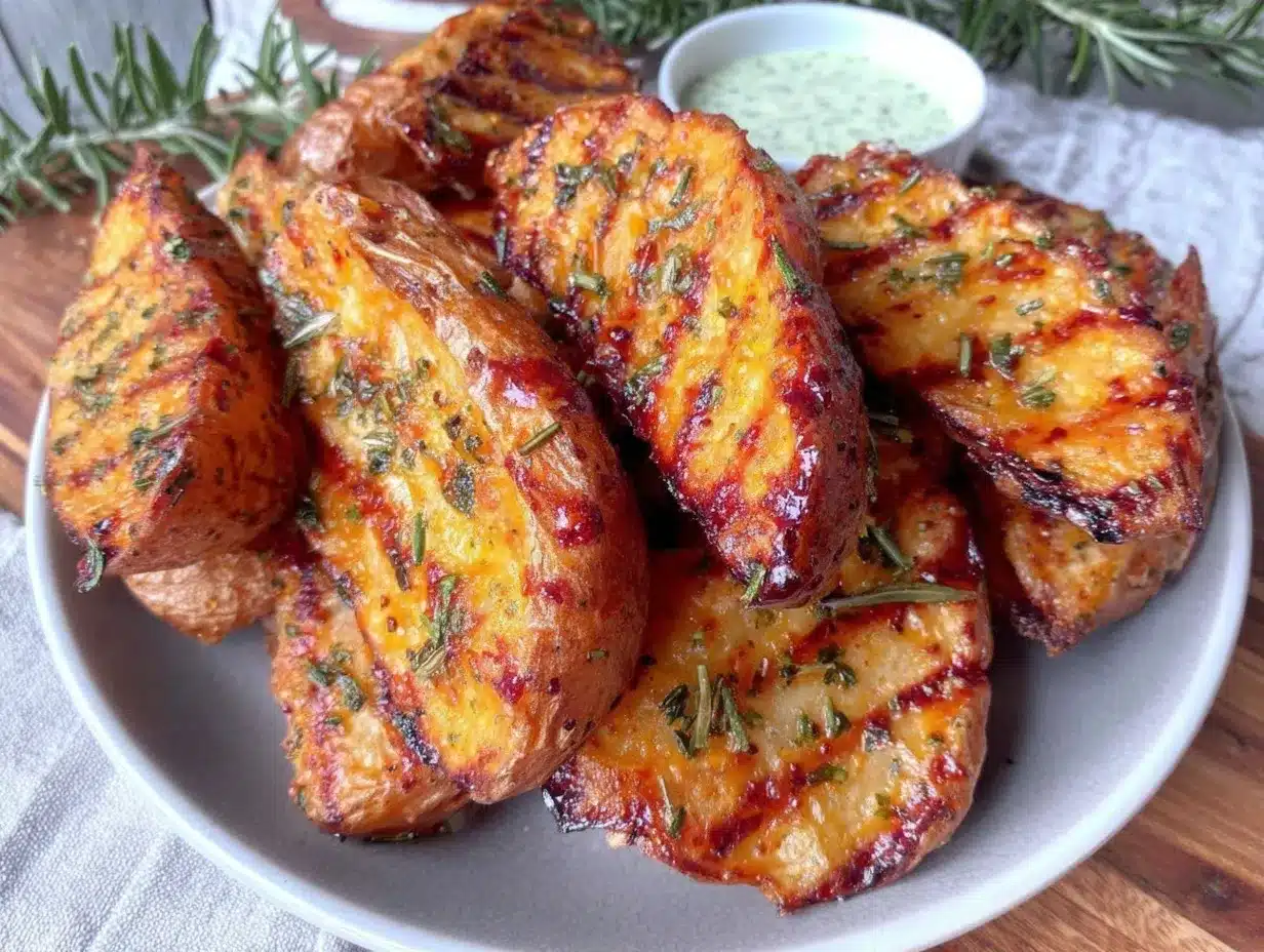 crispy garlic herb grilled potato wedges preparation steps
