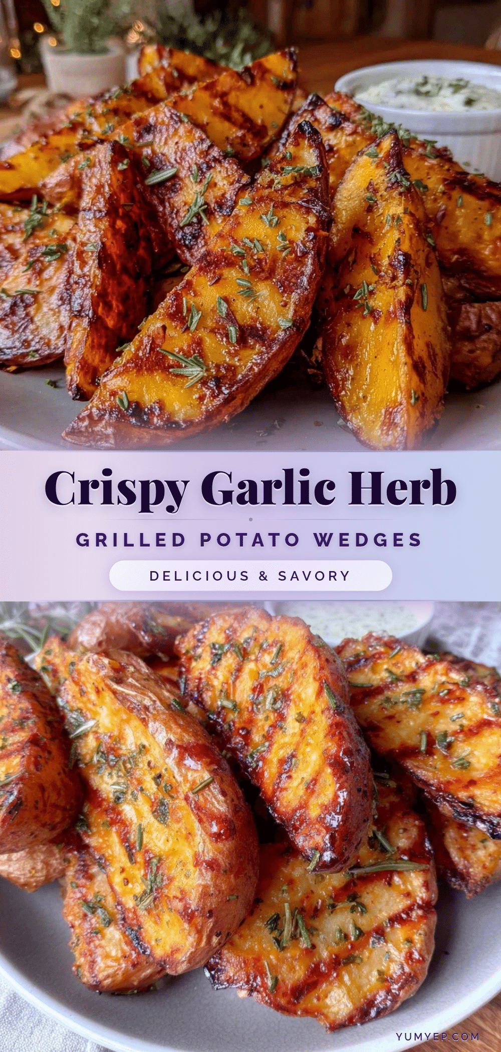 crispy garlic herb grilled potato wedges recipe