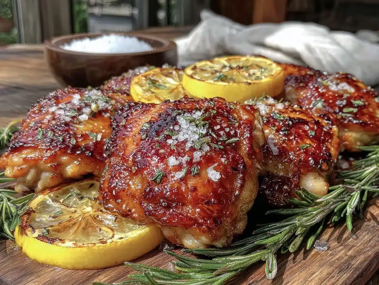 crispy lemon garlic grilled chicken thighs preparation steps