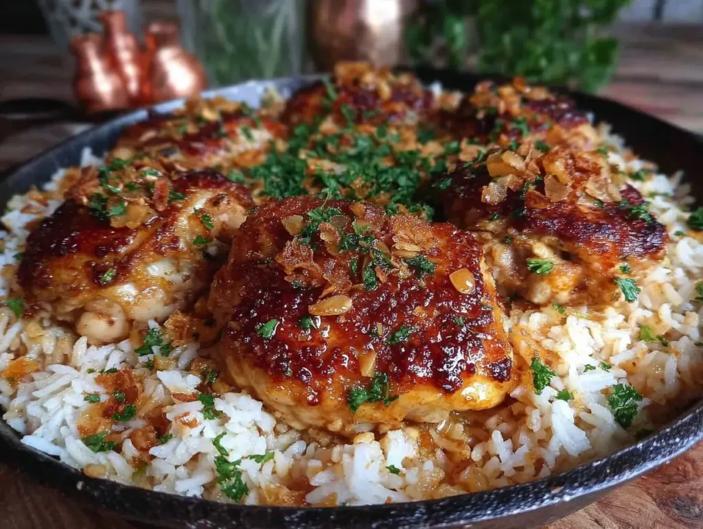 crispy one-pot garlic butter chicken and rice - featured image