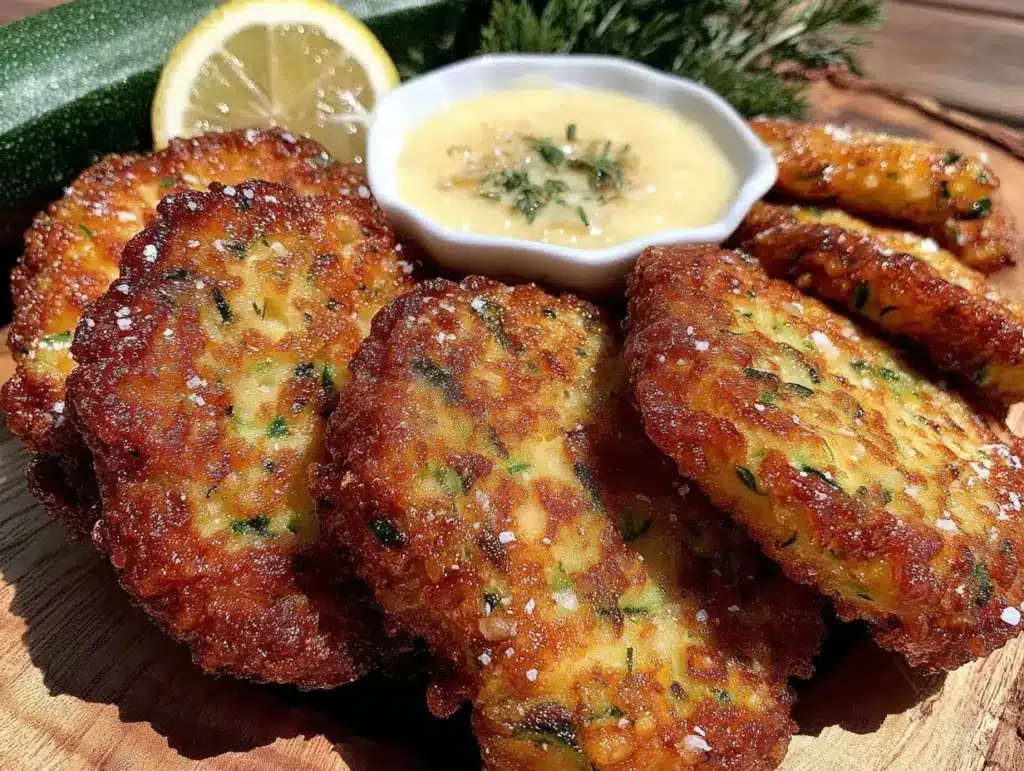 crispy parmesan zucchini fritters - featured image