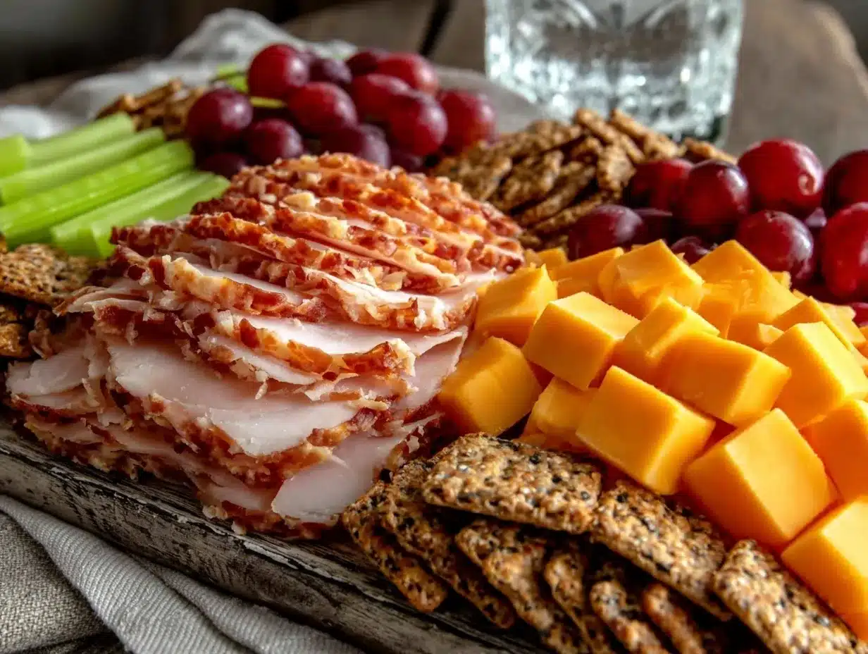 DIY turkey and cheese lunchables preparation steps