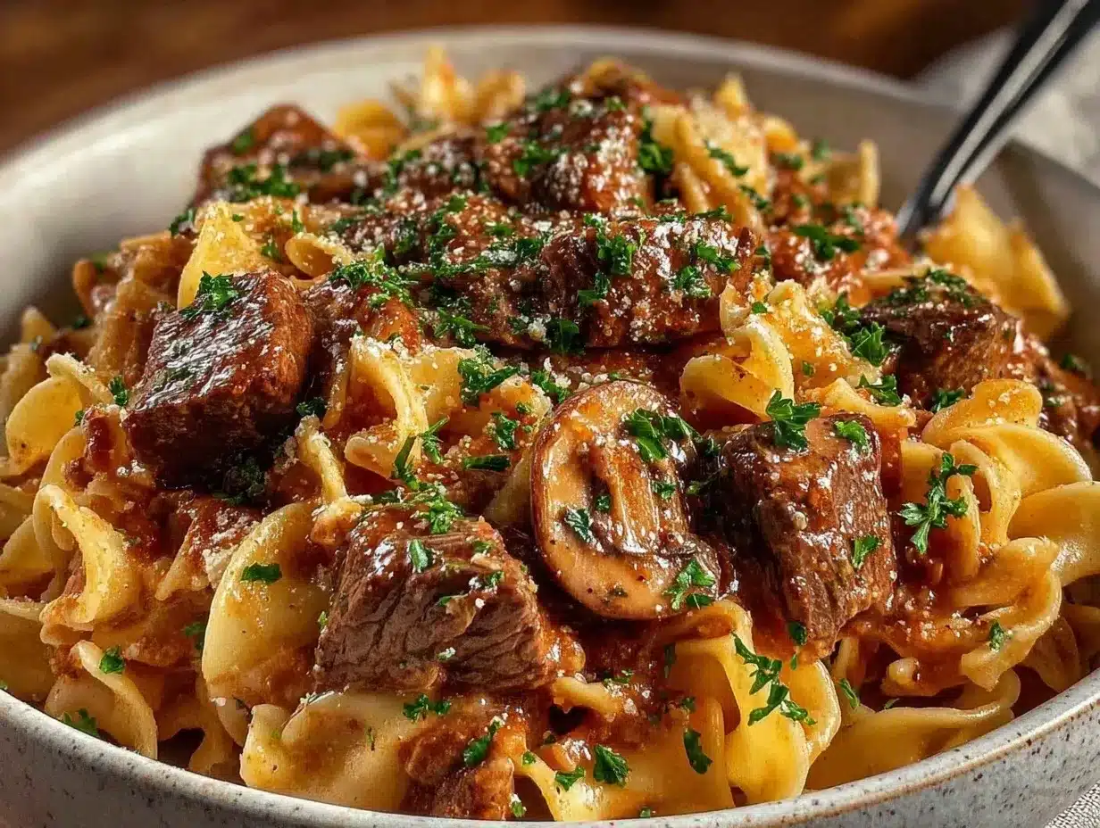 easy creamy lazy day crockpot beef stroganoff preparation steps