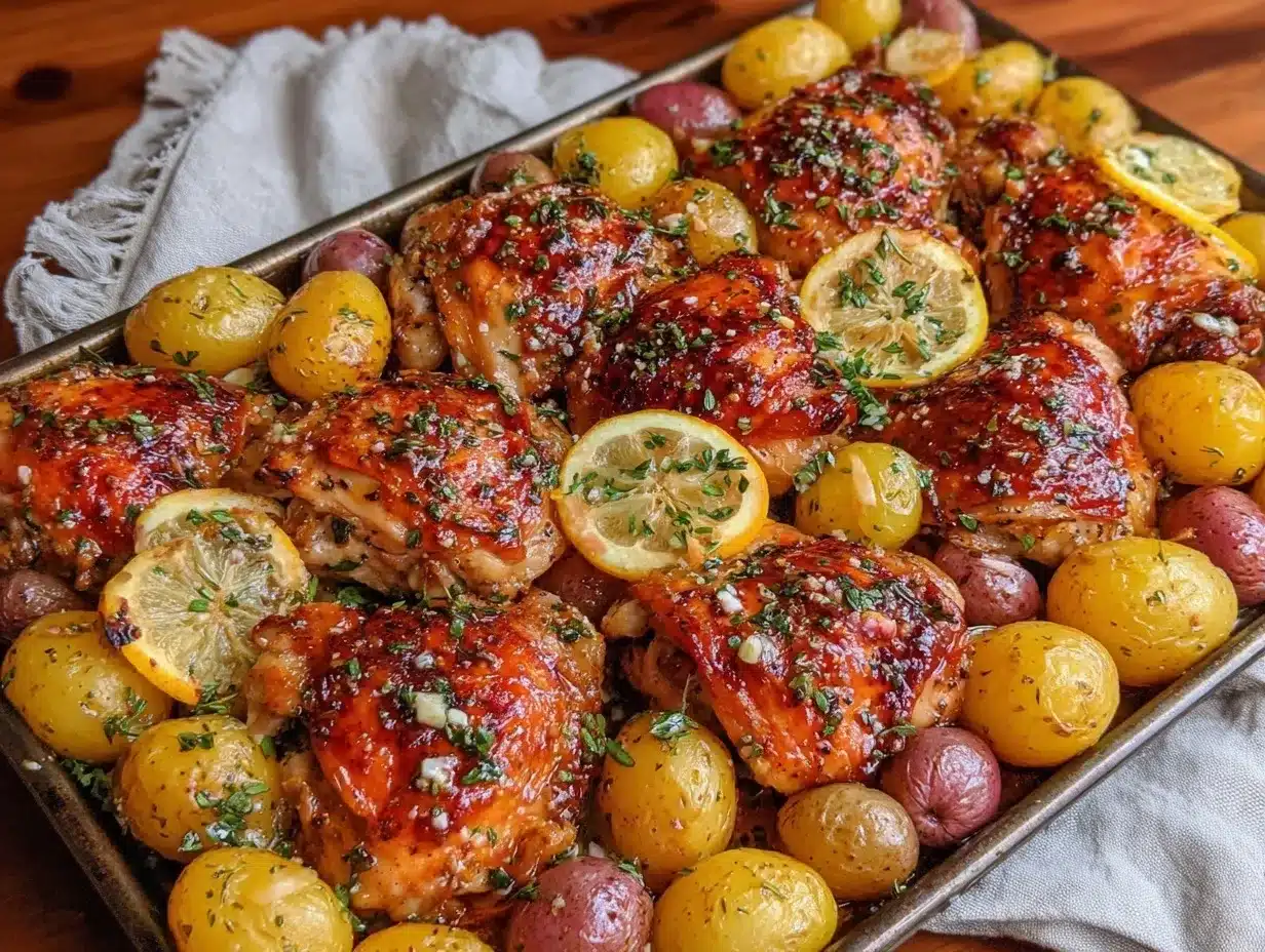 easy crispy greek chicken sheet pan dinner preparation steps