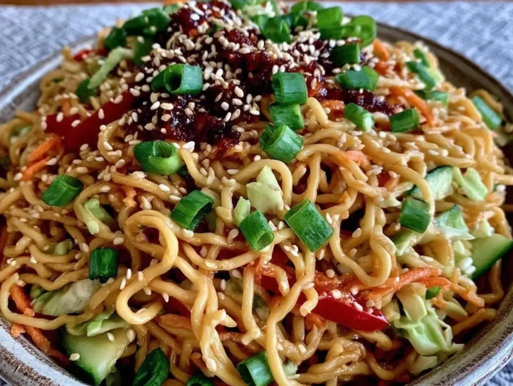 fresh asian sesame noodle salad - featured image
