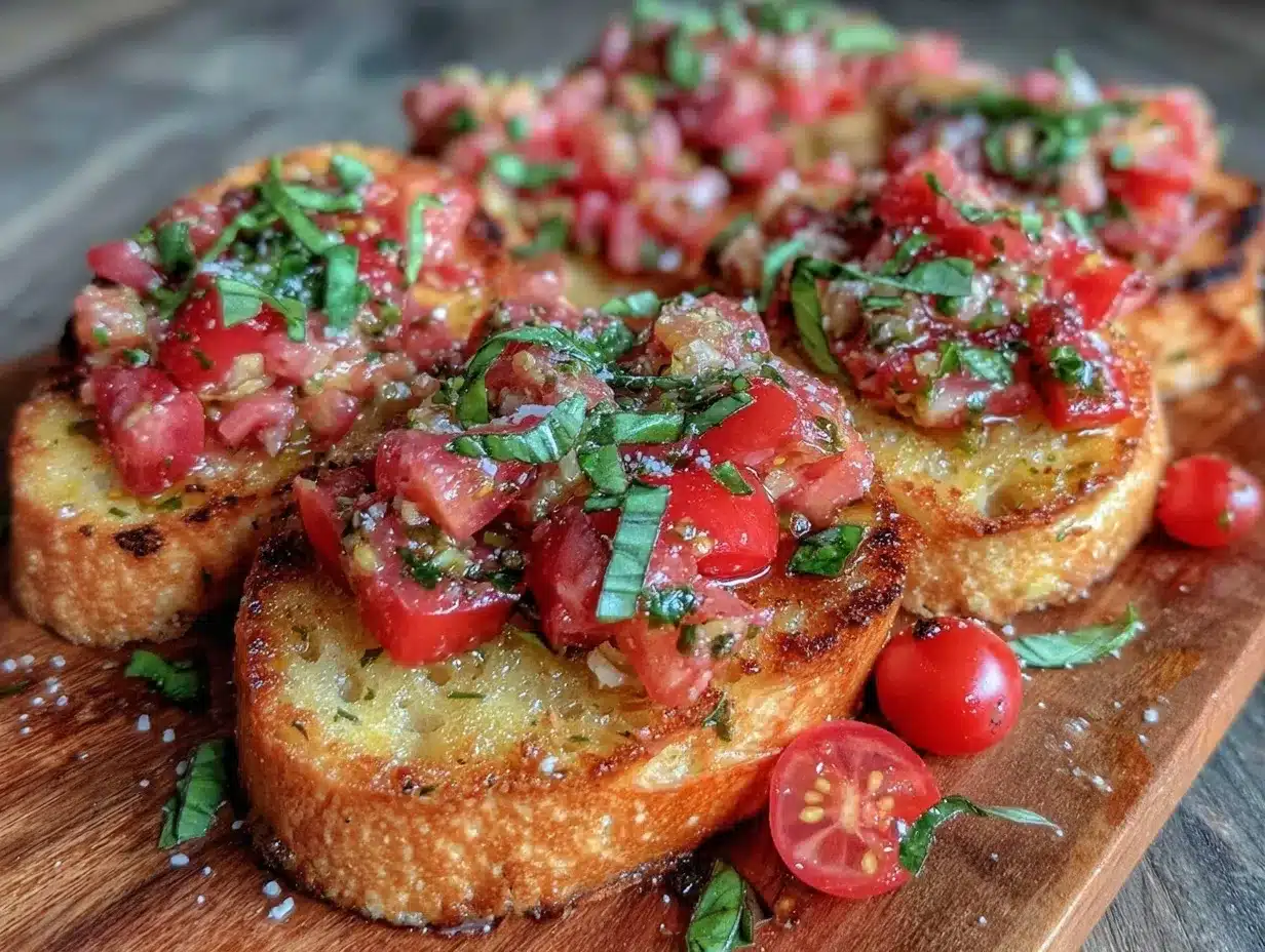 fresh bruschetta appetizer board preparation steps