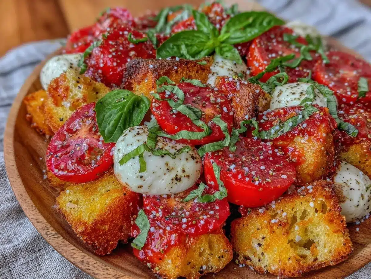 Fresh Caprese Panzanella Salad preparation steps