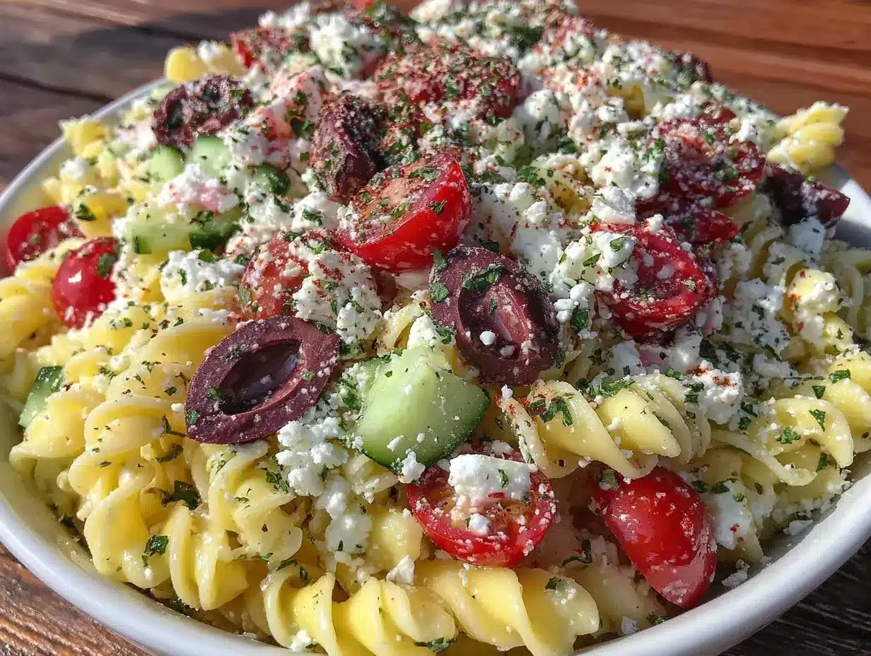 Fresh Greek Pasta Salad preparation steps