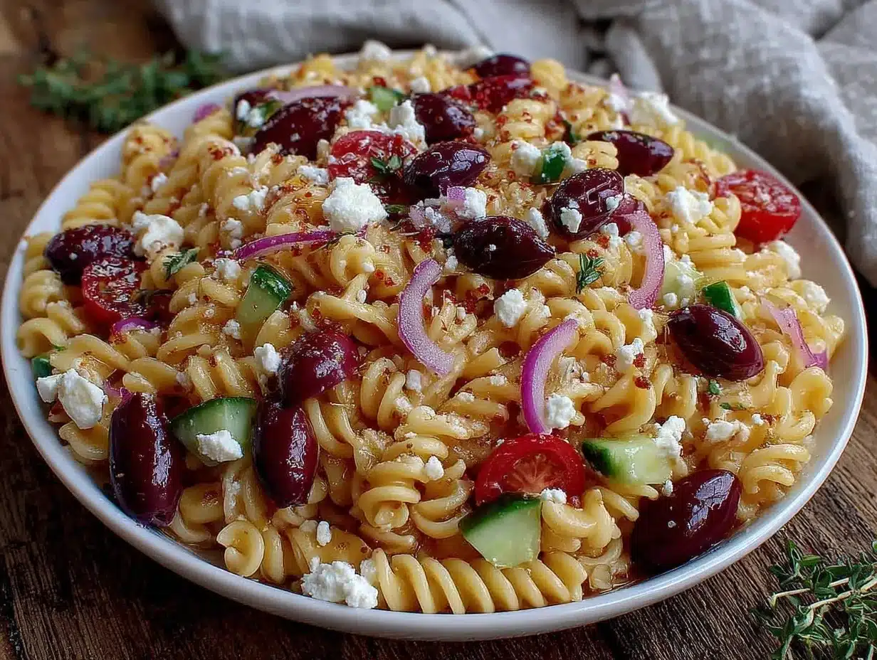 fresh greek pasta salad preparation steps