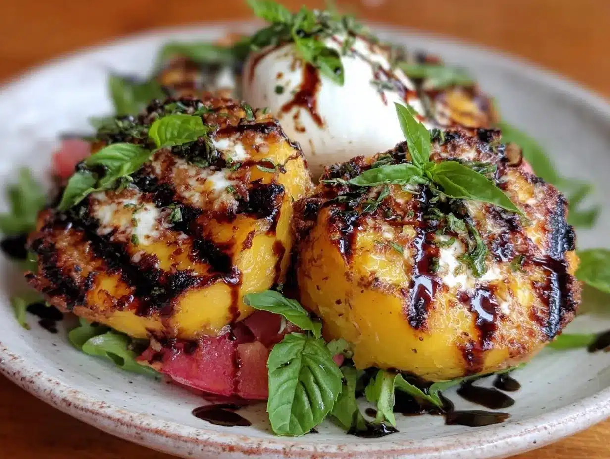 fresh grilled peach burrata salad preparation steps
