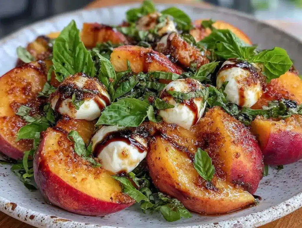 fresh peach caprese salad - featured image