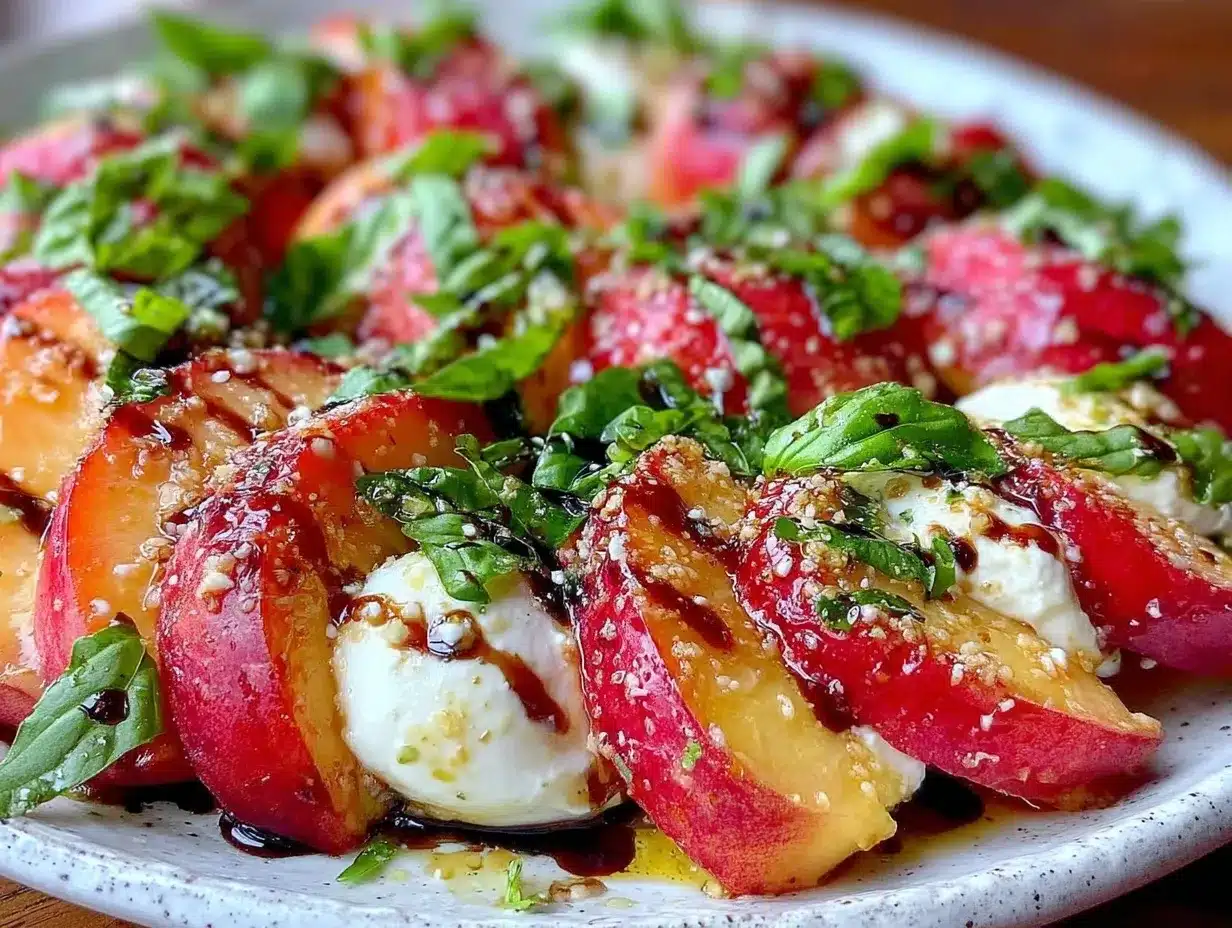 fresh peach caprese salad preparation steps