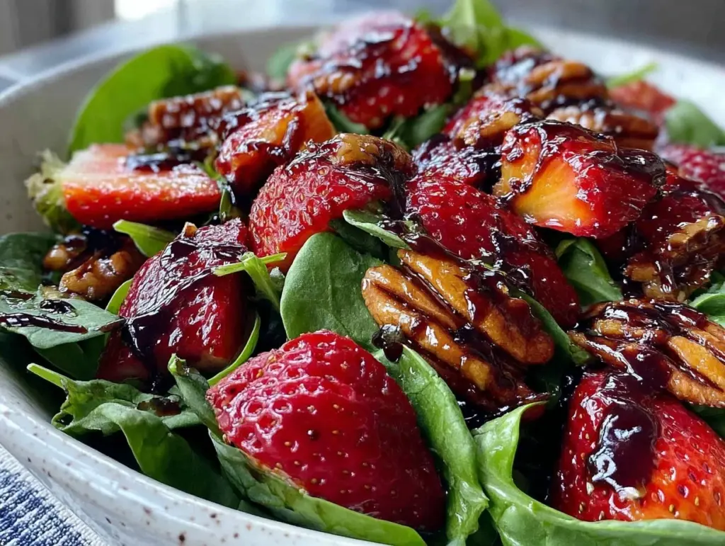 fresh strawberry spinach salad - featured image