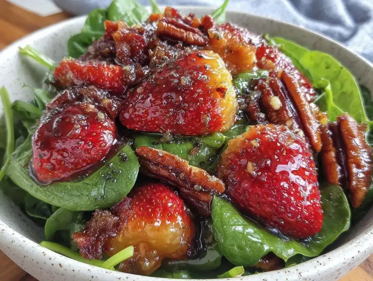 fresh strawberry spinach salad preparation steps