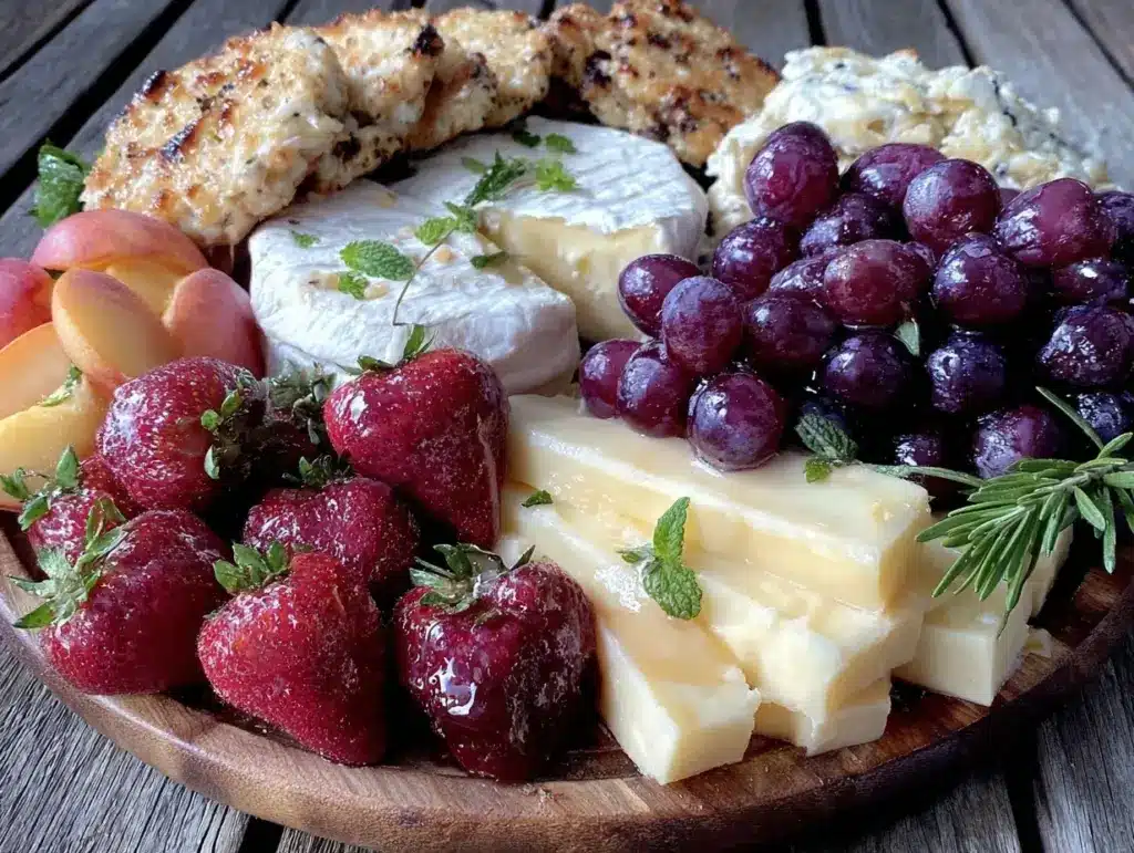 fresh summer fruit and cheese grazing board - featured image
