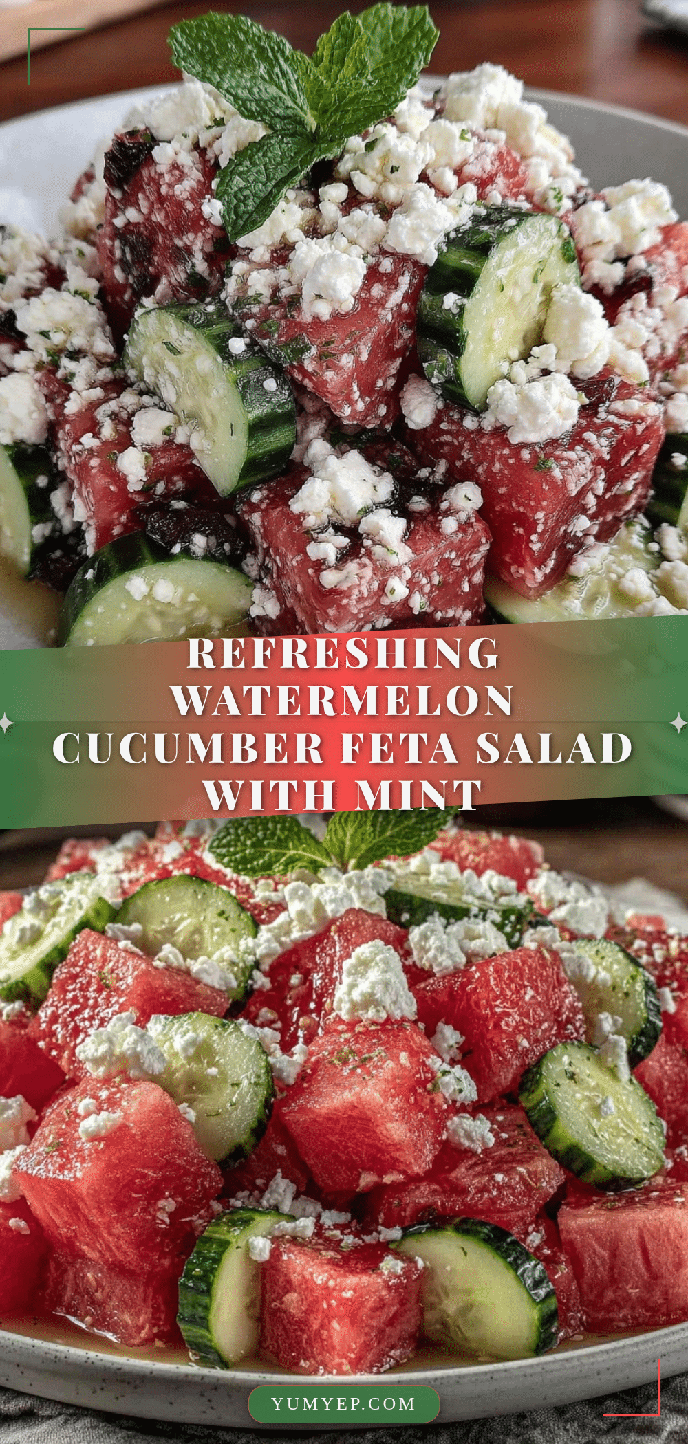 fresh watermelon cucumber feta salad with mint recipe