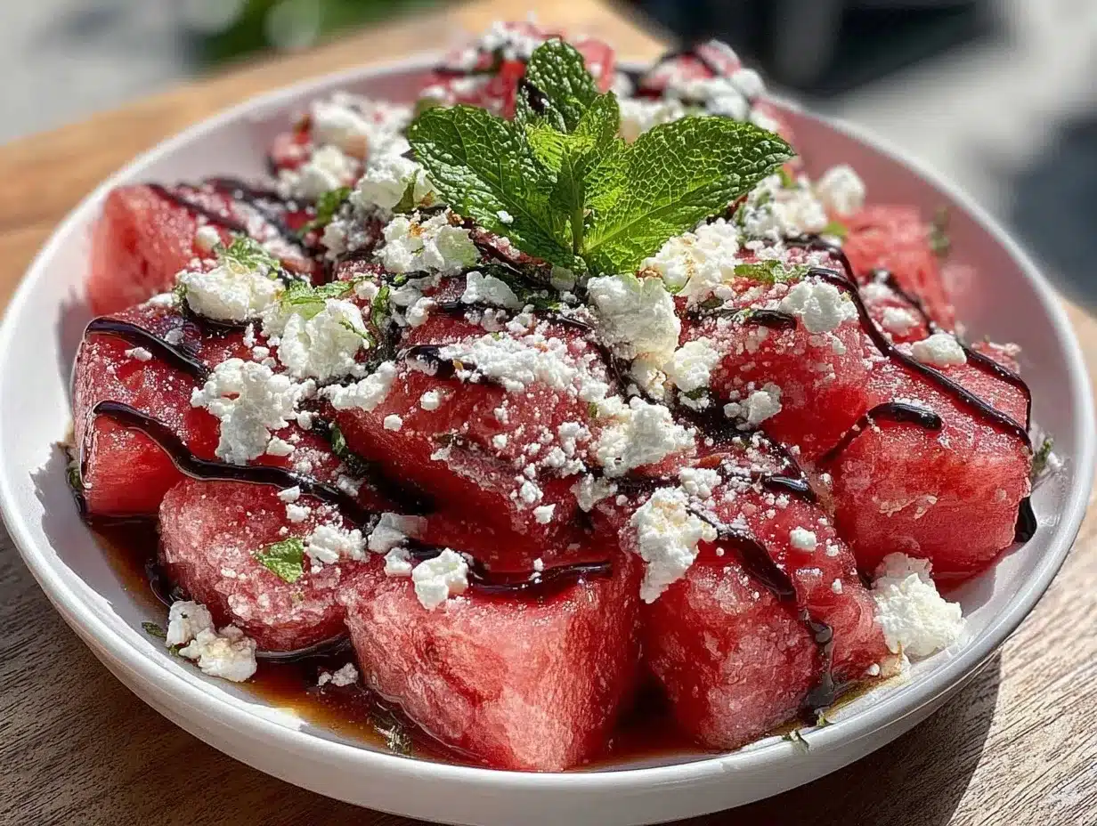 fresh watermelon feta salad preparation steps