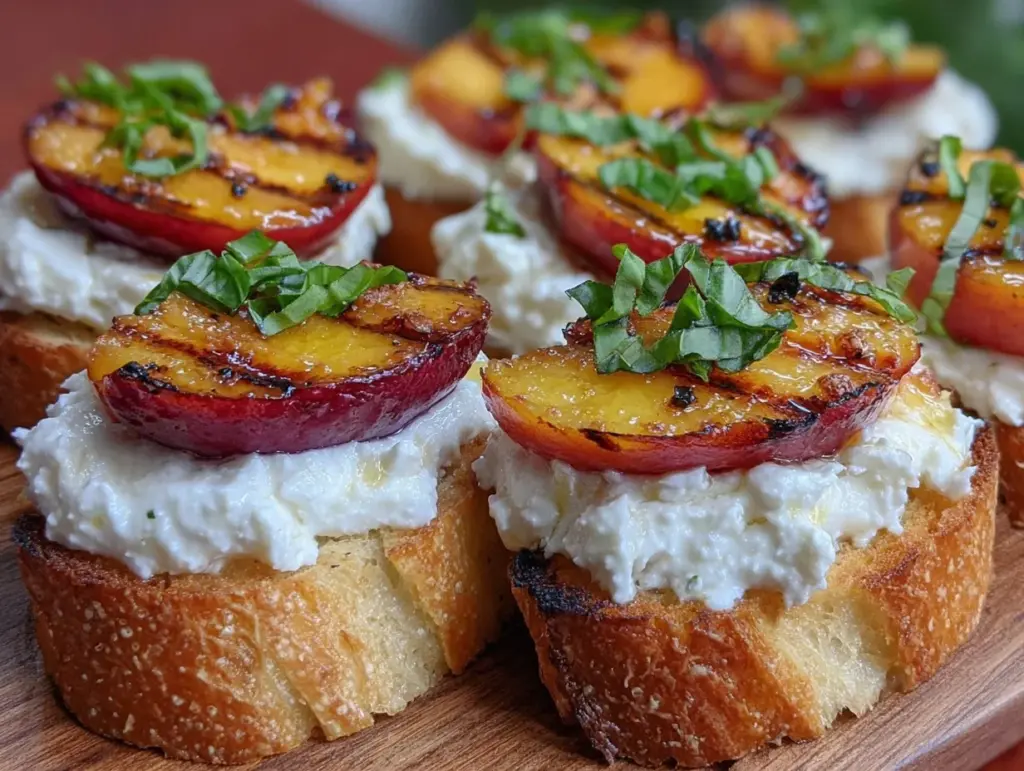 grilled nectarine and burrata crostini - featured image