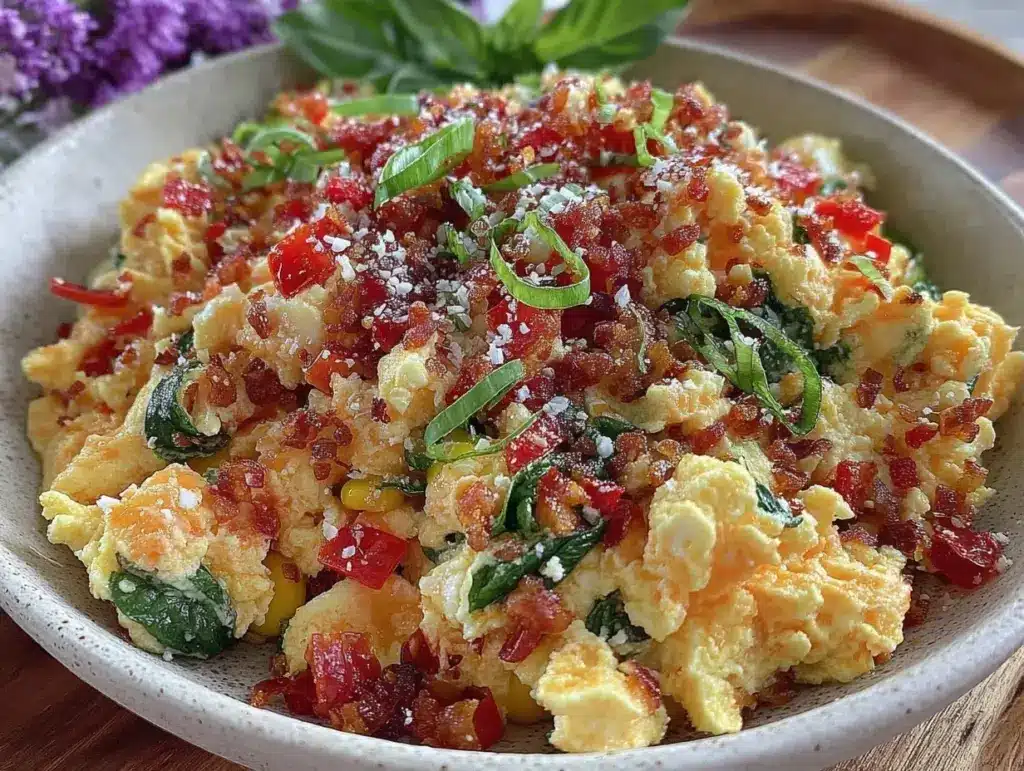 high-protein egg white veggie scramble - featured image