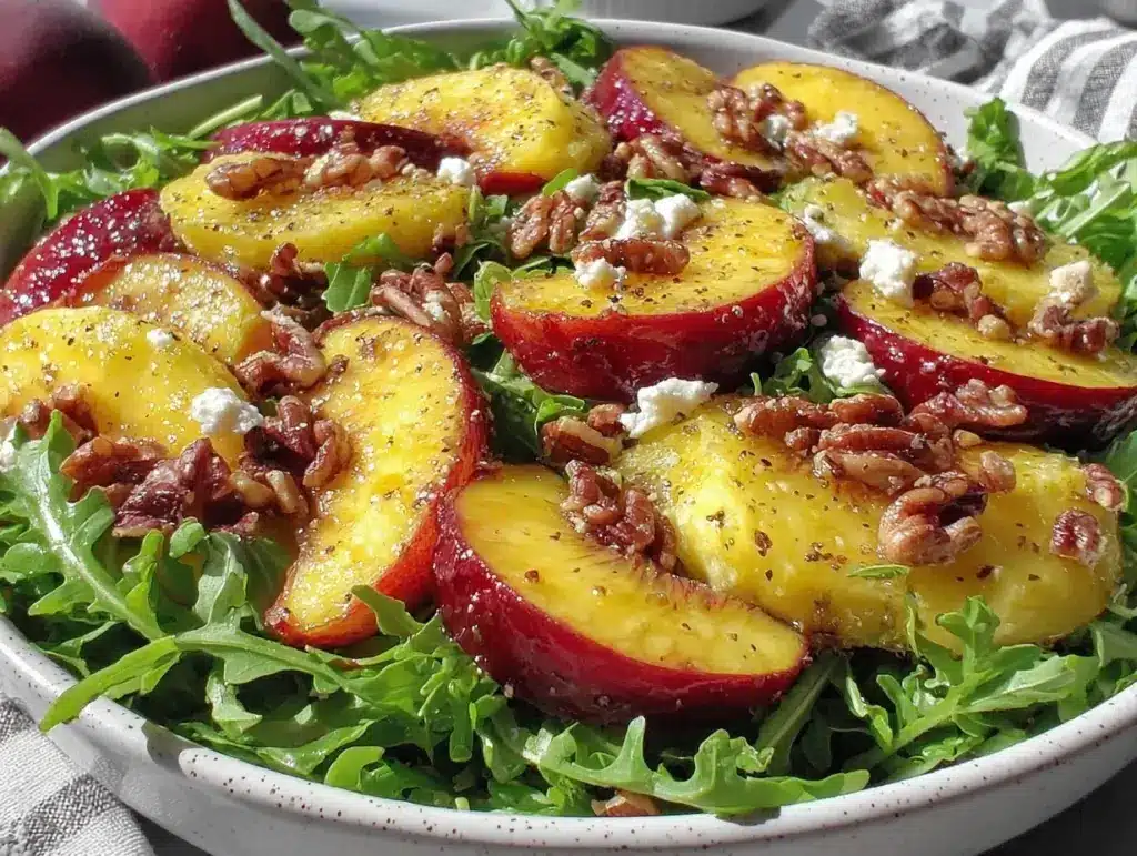 honey balsamic nectarine arugula salad - featured image