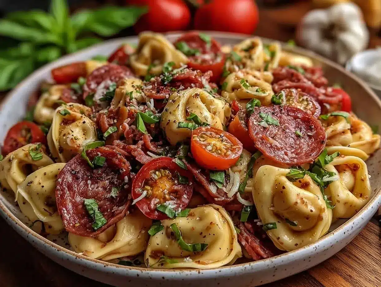 Italian Tortellini Pasta Salad preparation steps