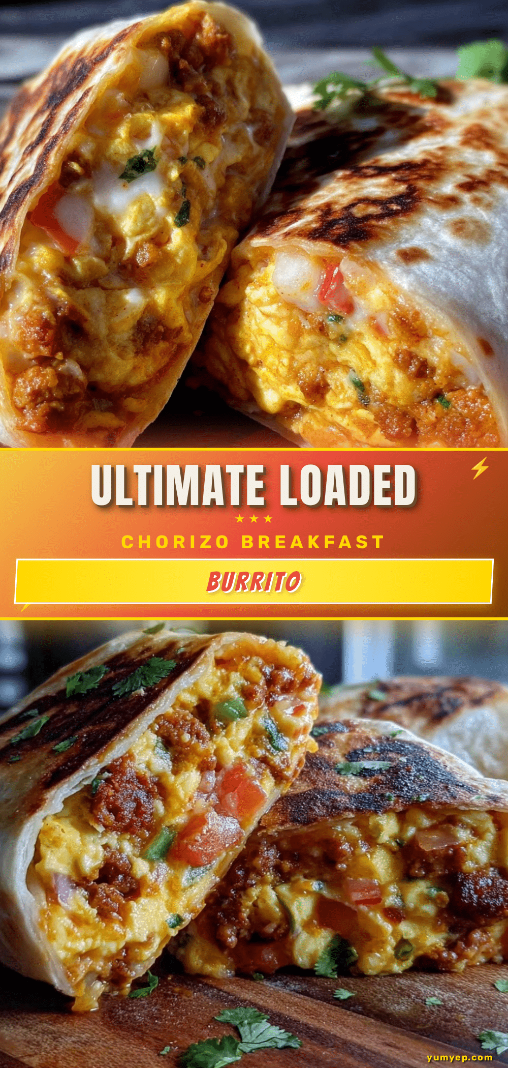 loaded breakfast burrito with chorizo and eggs recipe