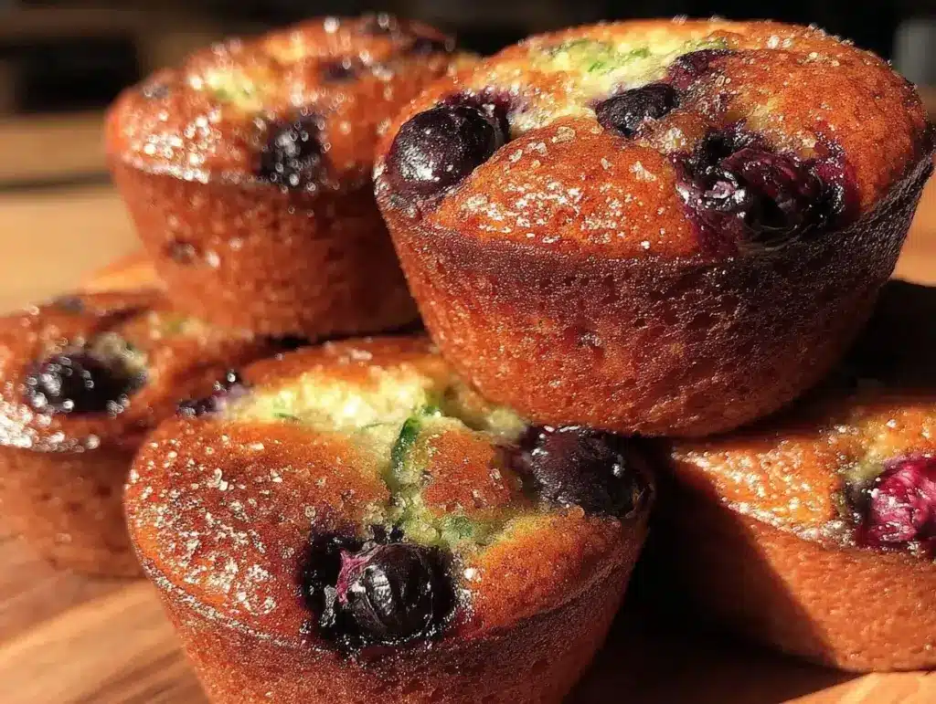 moist gluten-free blueberry zucchini muffins - featured image