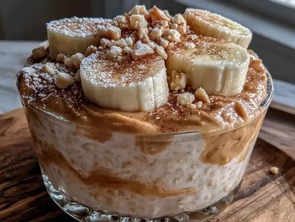peanut butter banana overnight oats - featured image