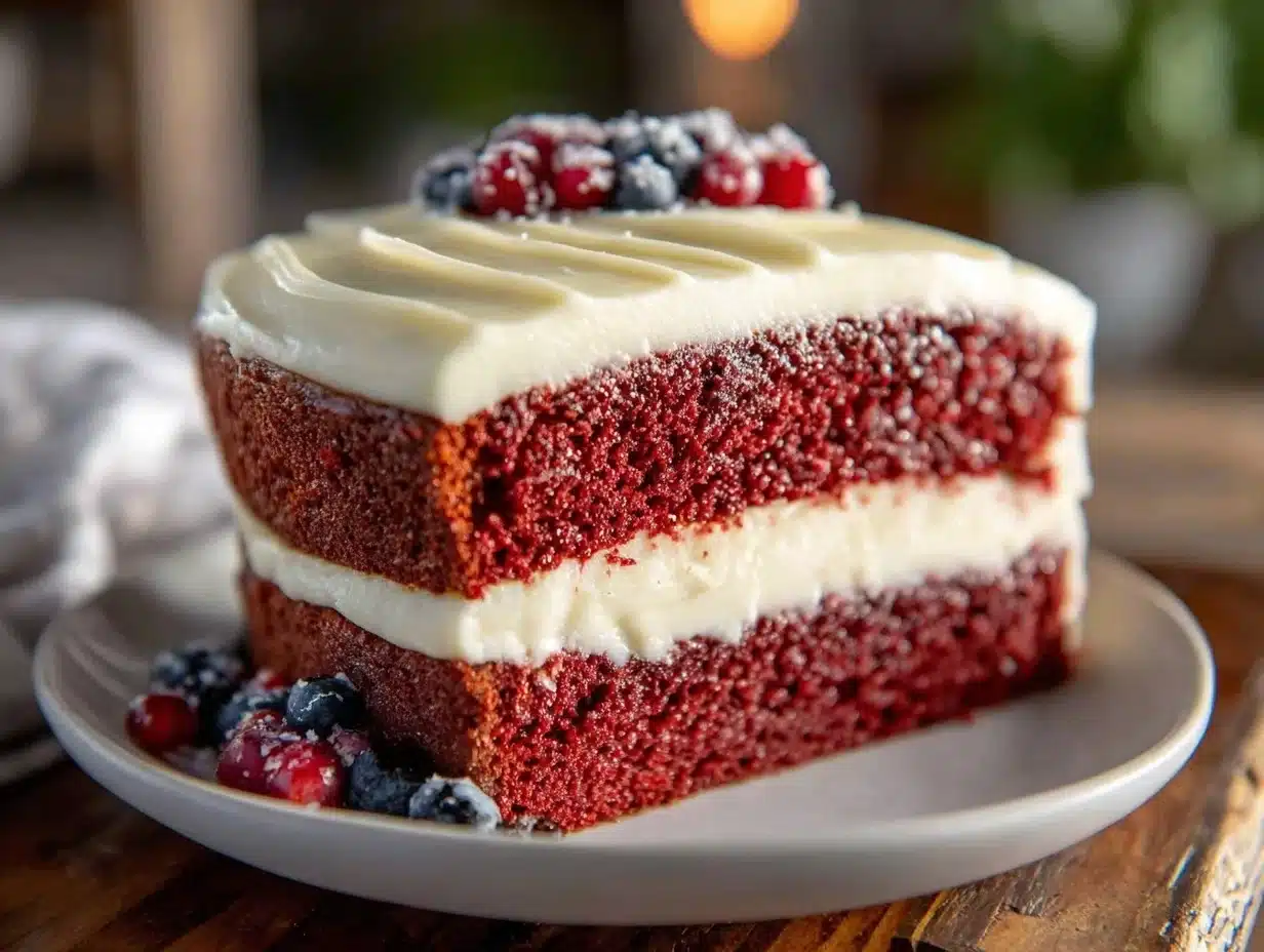 red white and blue layer cake - featured image