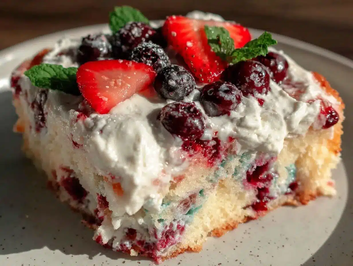 red white and blue poke cake preparation steps