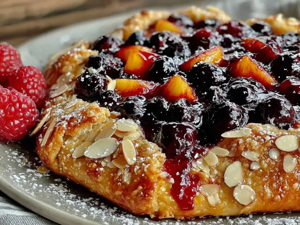 rustic nectarine blueberry galette - featured image