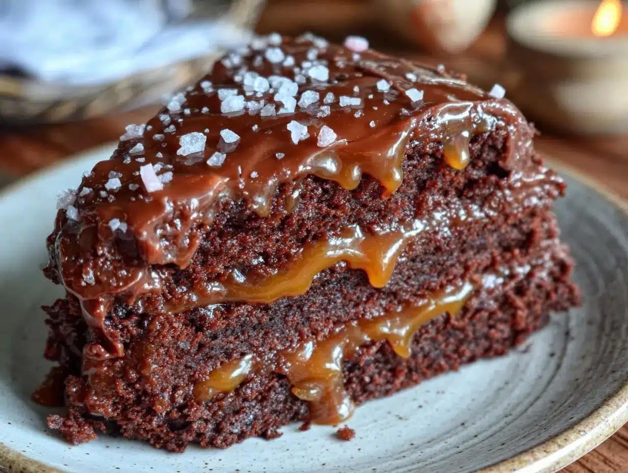 salted caramel chocolate layer cake preparation steps