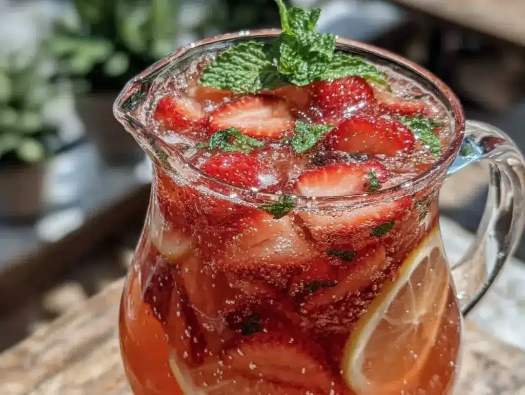sparkling strawberry lemonade recipe - featured image