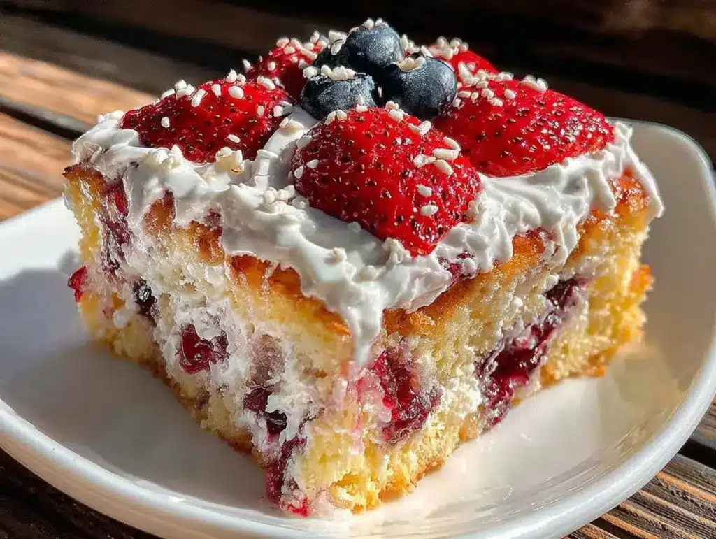 stars and stripes poke cake - featured image