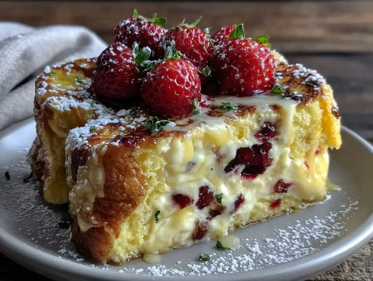 strawberry cream cheese stuffed french toast preparation steps