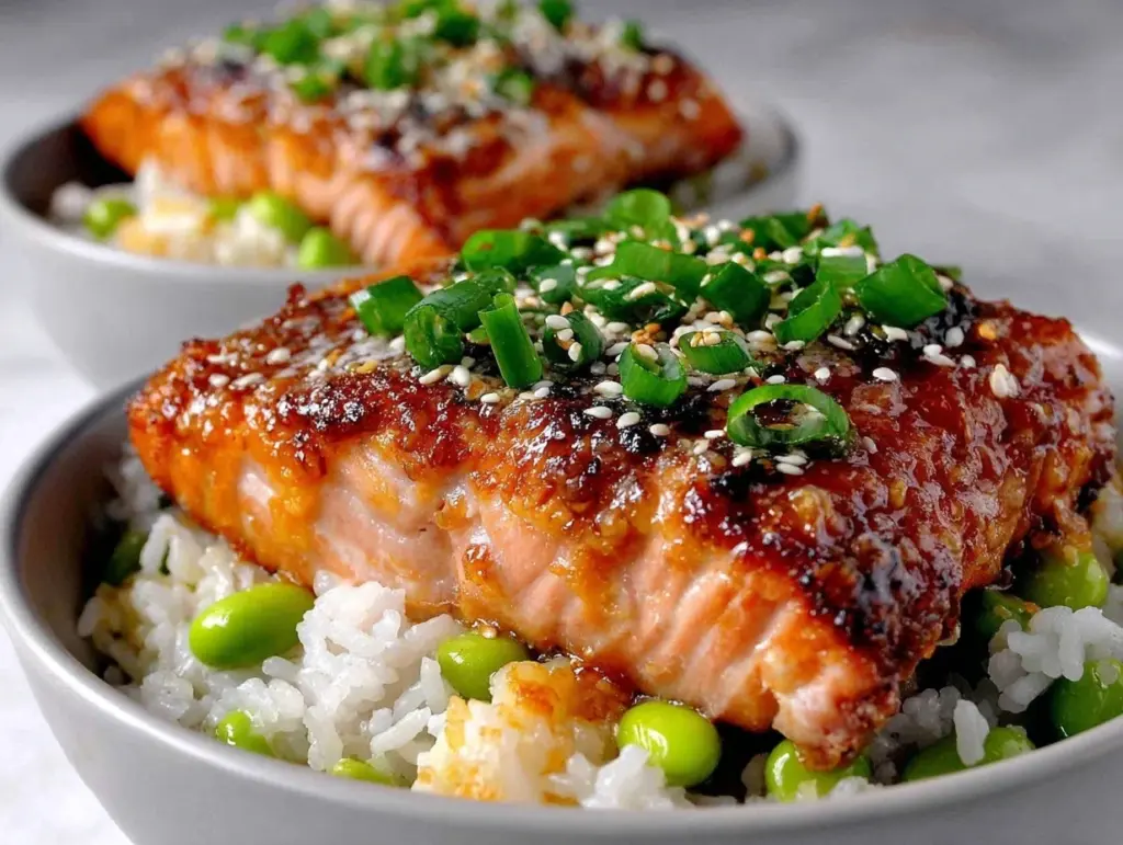 teriyaki salmon bowls - featured image