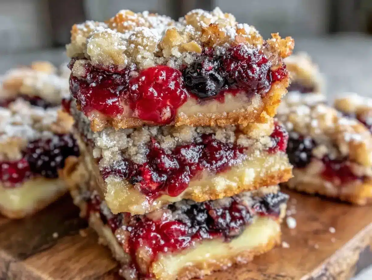 triple berry crumble bars preparation steps