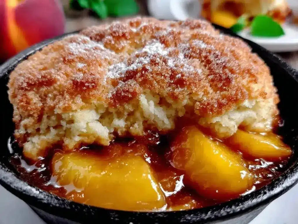 brown butter peach cobbler - featured image