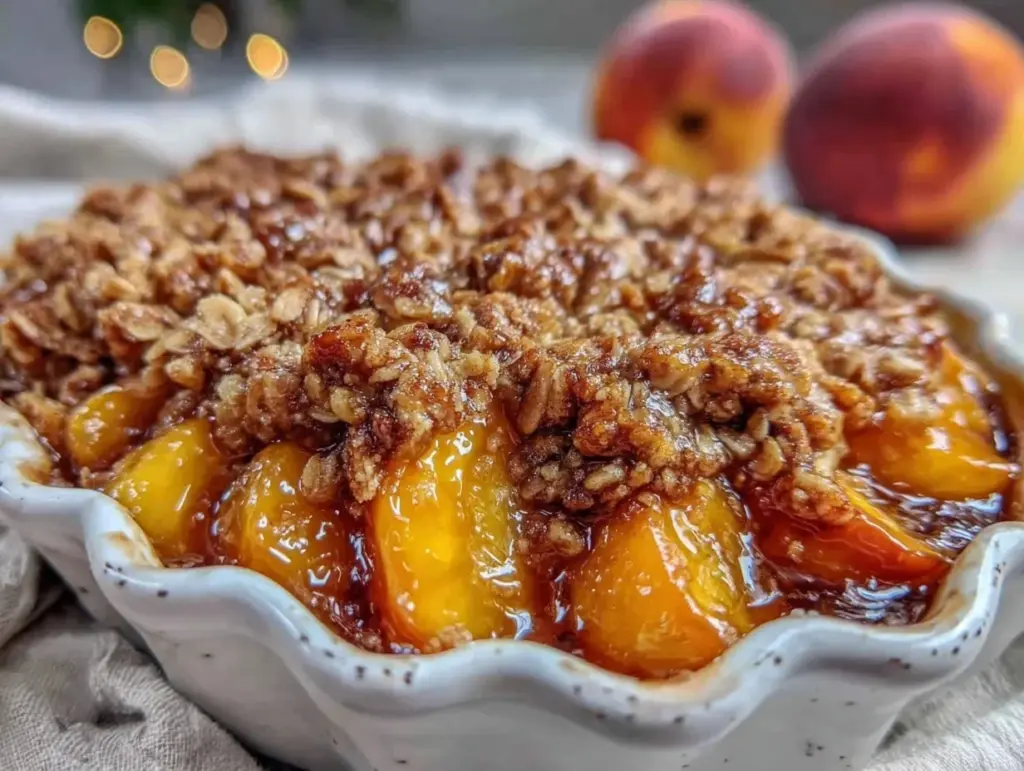 brown sugar peach crisp - featured image