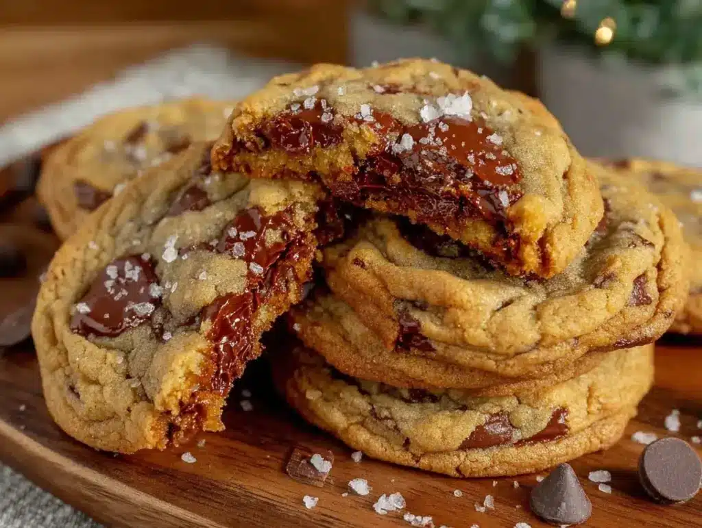 chewy brown butter chocolate chip cookies - featured image