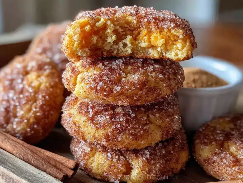 chewy pumpkin snickerdoodle cookies - featured image