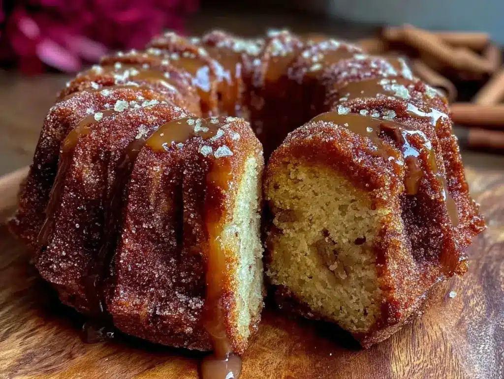 cozy apple cider donut cake - featured image